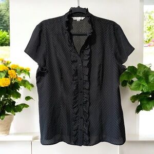 Cleo Black & White Polka Dot Ruffled Top